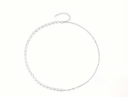 Silver Pearl Combo Necklace 16"