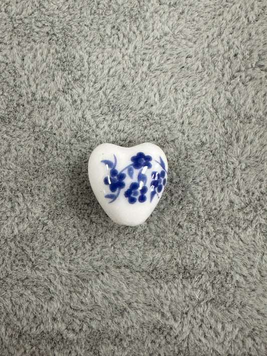 White & Blue Flowered Heart