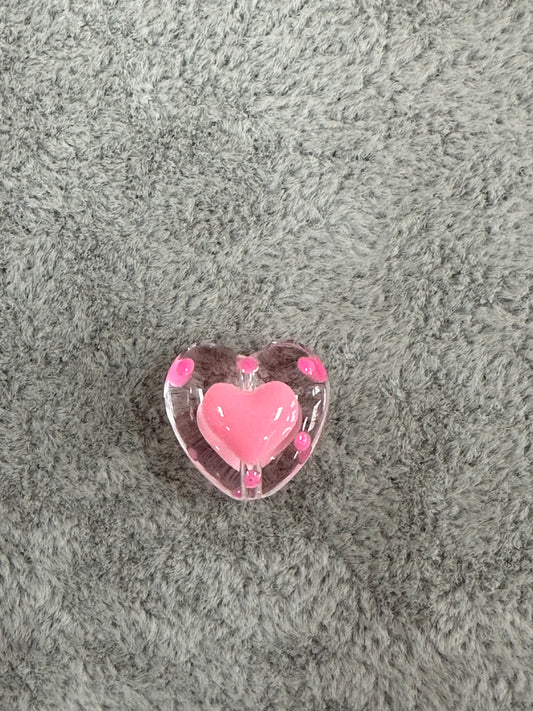 Pink & Clear Painted Heart