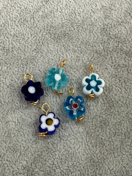 Random Blue Flower Bead