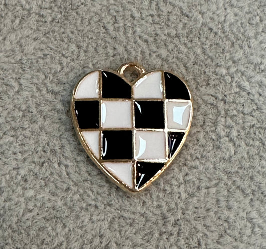 Black Checkered Heart